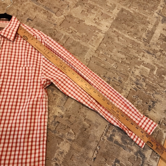 James Tattersall checkered plaid burnt orange/white long sleeve button up. - Picture 13 of 13
